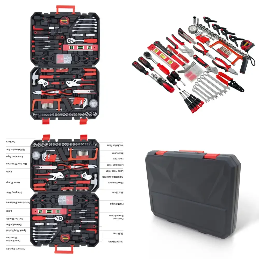237-Piece Key and Tape Measure Included Mechanical Tool Set Automatic Repair Tool Kit with Plastic Toolbox
237-Piece Key and Tape Measure Included Mechanical Tool Set Automatic Repair Tool Kit with Plastic Toolbox