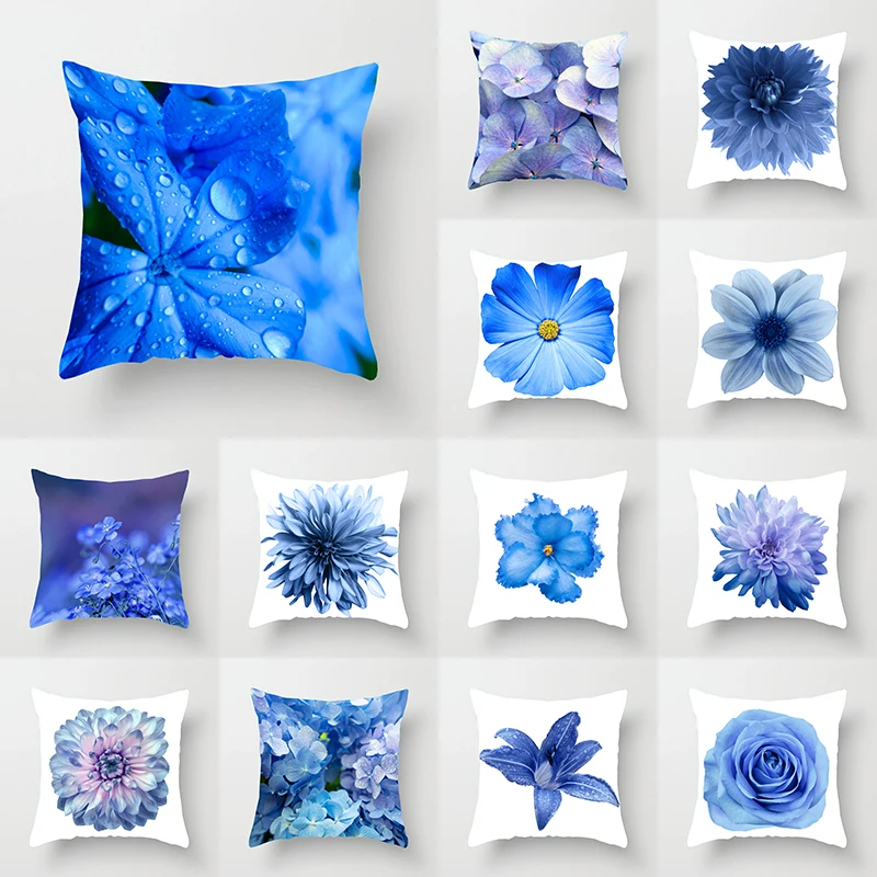 Blue flower polyester printed square pillowcase car sofa office chair simple home decoration
Blue flower polyester printed square pillowcase car sofa office chair simple home decoration