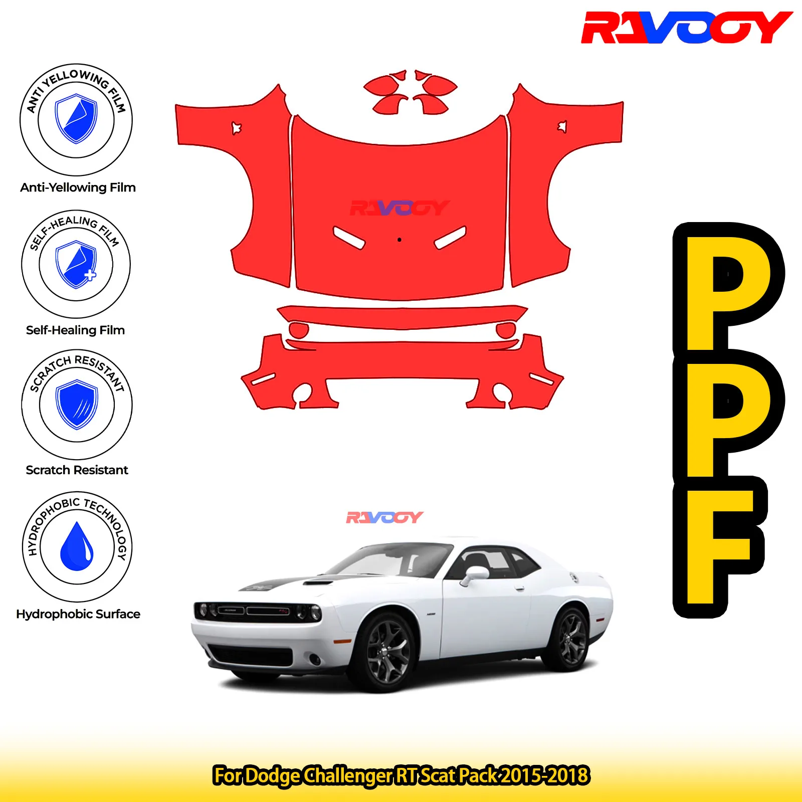 For Dodge Challenger RT Scat Pack 2015-2018 Glossy Matte Black Precut front PPF Kit Paint Protection Film
For Dodge Challenger RT Scat Pack 2015-2018 Glossy Matte Black Precut front PPF Kit Paint Protection Film