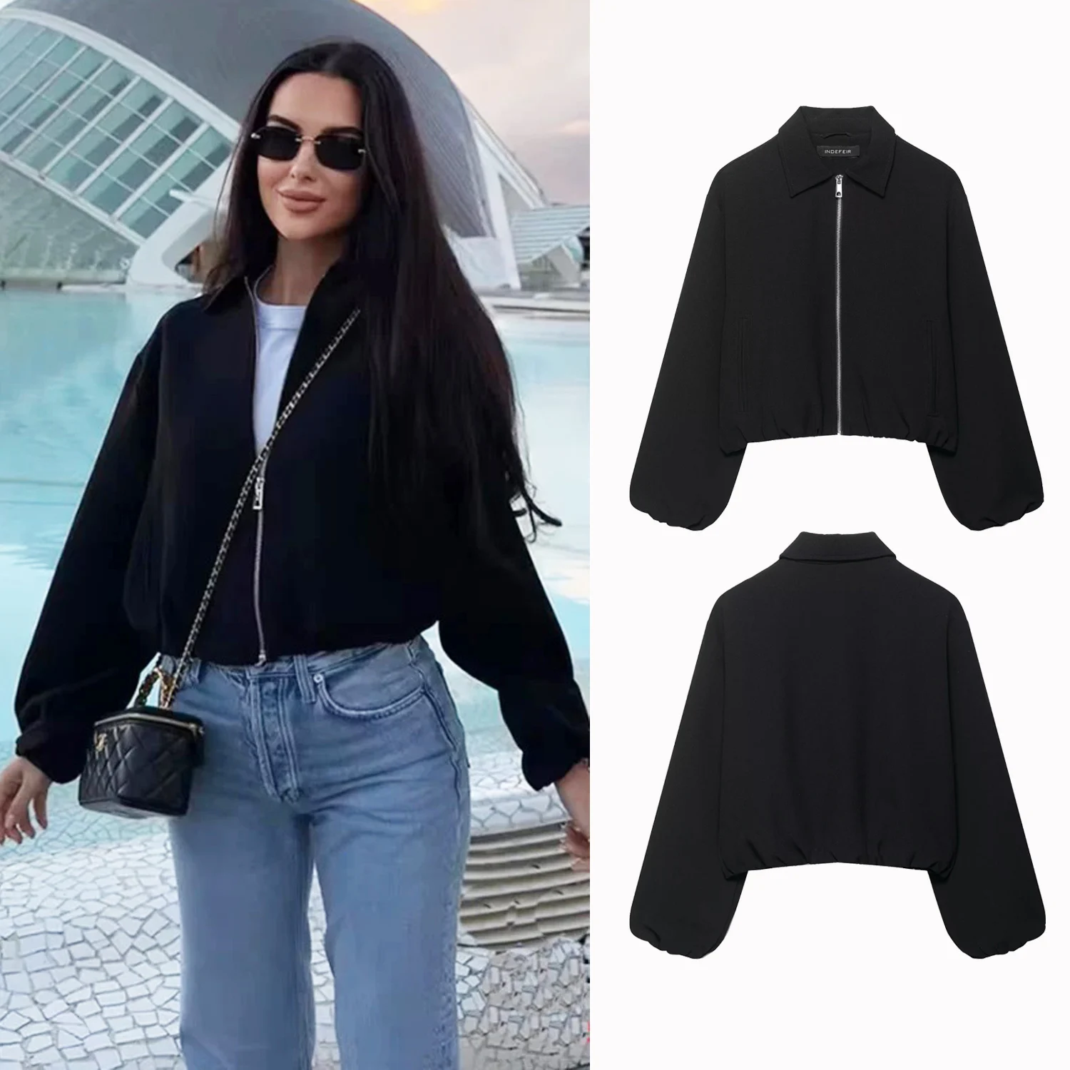 Женская короткая куртка, пальто, осень и зима, однотонная, с длинным рукавом, на молнии, пышная свободная куртка, модные универсальные куртки, уличная одежда
Женская короткая куртка, пальто, осень и зима, однотонная, с длинным рукавом, на молнии, пышная свободная куртка, модные универсальные куртки, уличная одежда