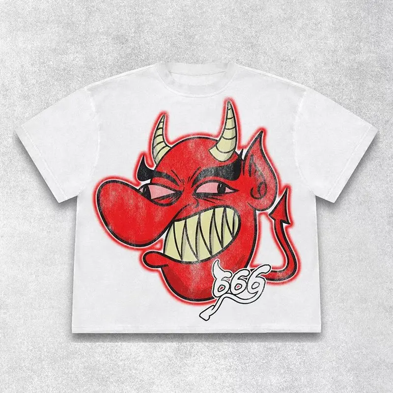 Street New American Hip Y2K Devil Print Loose T-shirt Top Summer Ins Men's Personalized Casual Versatile Short-sleeved Top
Street New American Hip Y2K Devil Print Loose T-shirt Top Summer Ins Men's Personalized Casual Versatile Short-sleeved Top