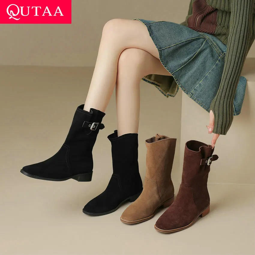 QUTAA 2024 Short Boots For Women Genuine Leather Square Low Heels Western Boots Autumn Winter Casual Shoes Woman Size 34-40
QUTAA 2024 Short Boots For Women Genuine Leather Square Low Heels Western Boots Autumn Winter Casual Shoes Woman Size 34-40