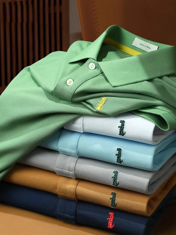 Ele Ice Silk irt Men's ort Sve Summer New Embroidery Turn-down Collar Lightweight Busin T-irt Modern Sle
Ele Ice Silk irt Men's ort Sve Summer New Embroidery Turn-down Collar Lightweight Busin T-irt Modern Sle