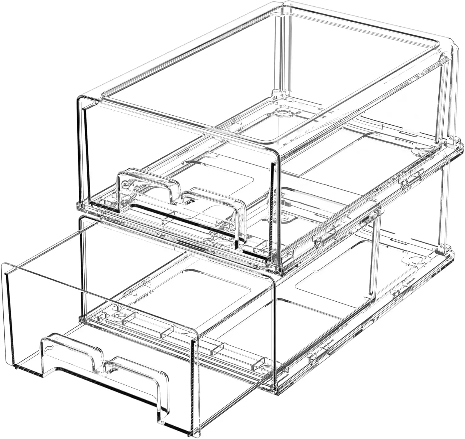 2 Pack Stackable Refrigerator Drawers - Clear Pull-Out Bins for Fruit & Veggie Storage
2 Pack Stackable Refrigerator Drawers - Clear Pull-Out Bins for Fruit & Veggie Storage