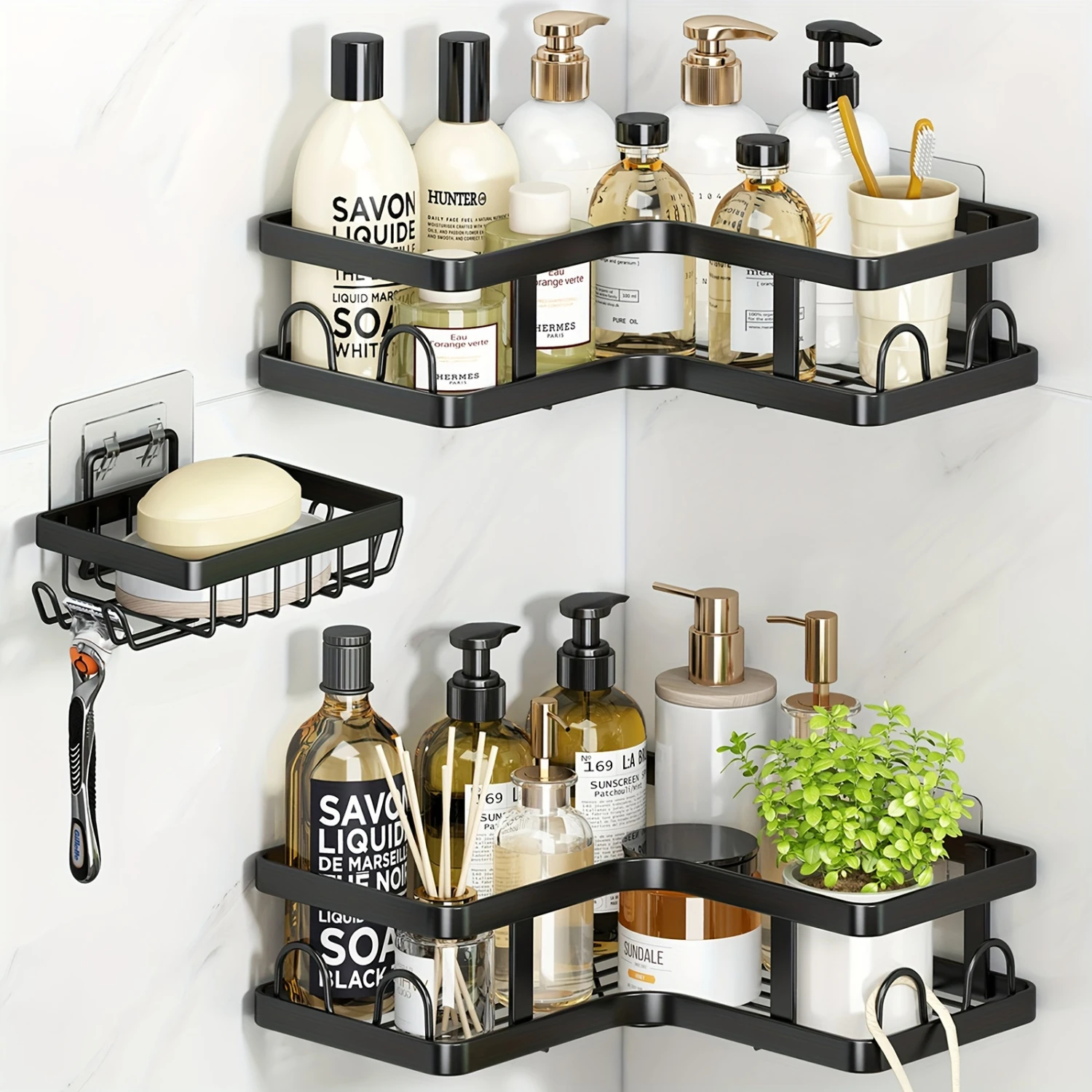 3-Piece Wall-Mounted Metal Shower Caddy Combo - Space-Efficient Corner Rack with , Soap Holder - Waterproof Bathroom Shelves for
3-Piece Wall-Mounted Metal Shower Caddy Combo - Space-Efficient Corner Rack with , Soap Holder - Waterproof Bathroom Shelves for