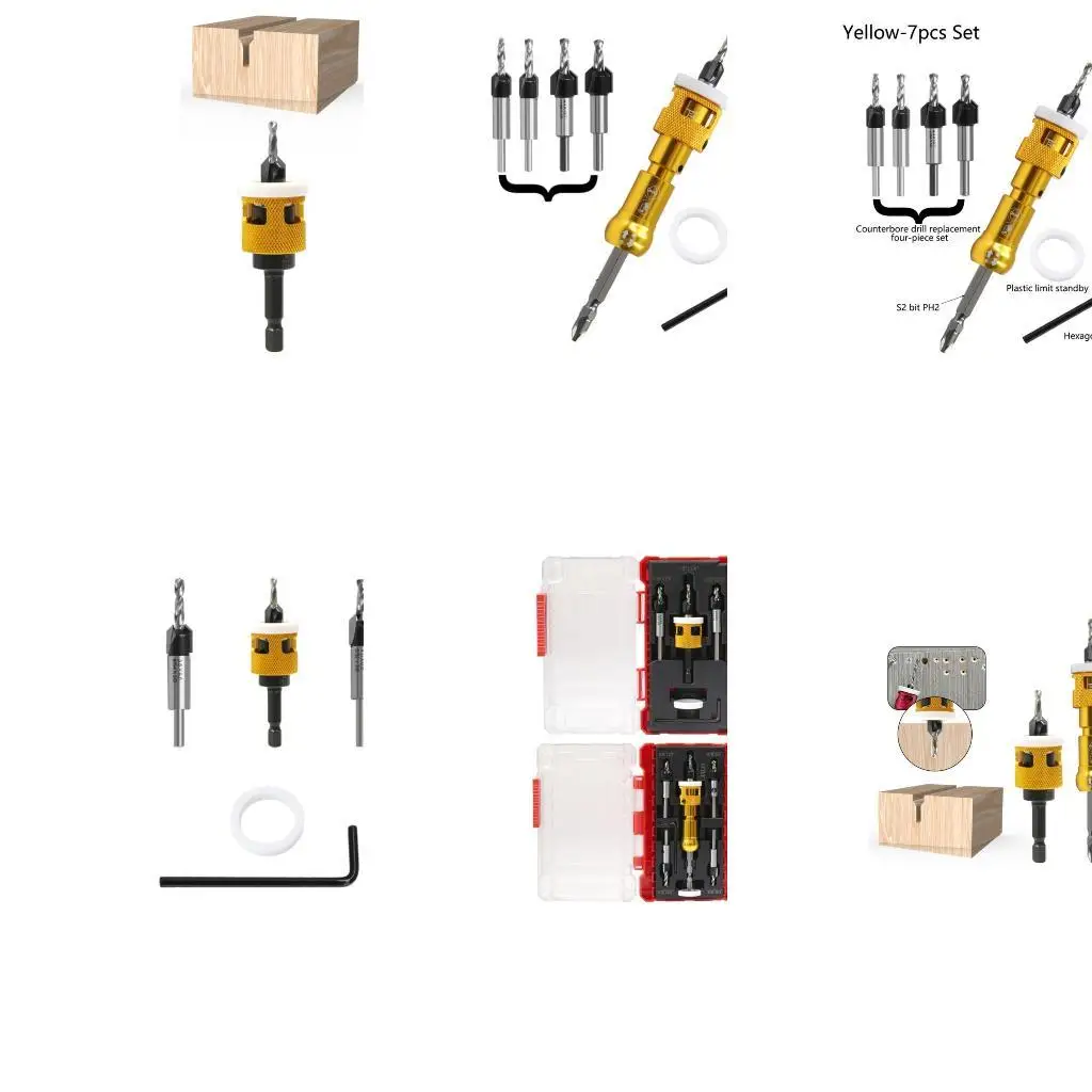 652F Countersink Drill Bit Set 1/4" Hexagonal Shank Drill Bits with Adjustable Depth Stop for Precisions Woodworking
652F Countersink Drill Bit Set 1/4" Hexagonal Shank Drill Bits with Adjustable Depth Stop for Precisions Woodworking