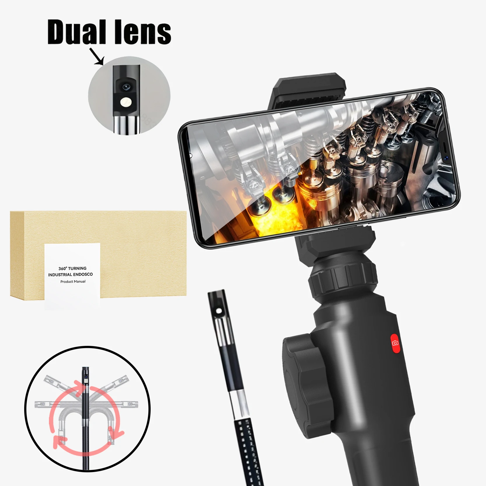 1080P car automatic maintenance hole endoscope 6MM 180 degree steering inspection camera with 8 LED portable tools IP67
1080P car automatic maintenance hole endoscope 6MM 180 degree steering inspection camera with 8 LED portable tools IP67