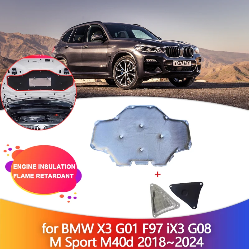 Engine Insulation Mat for BMW X3 G01 F97 iX3 G08 M Sport M40d 2018~2024 Hood Heat Sound Cotton Pad Soundproof Cover Accessories
Engine Insulation Mat for BMW X3 G01 F97 iX3 G08 M Sport M40d 2018~2024 Hood Heat Sound Cotton Pad Soundproof Cover Accessories