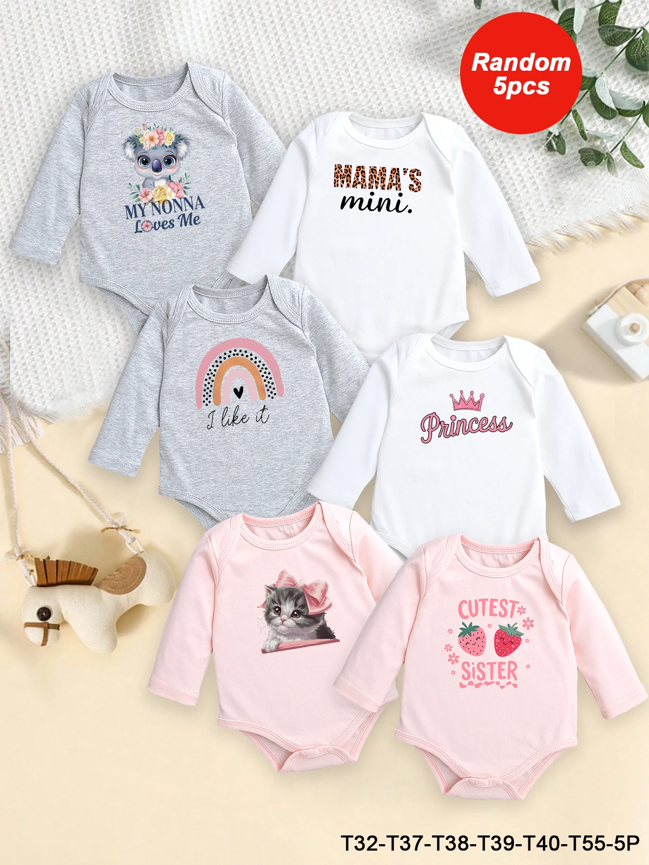 Random 5PCS Autumn and winter baby girl's cartoon pattern printed long-sleeved triangle hoodie
Random 5PCS Autumn and winter baby girl's cartoon pattern printed long-sleeved triangle hoodie