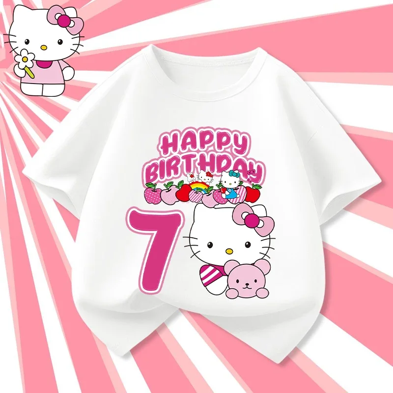 Хлопковая футболка Hello Kitty для девочек, новые футболки Sanrio в стиле аниме на день рождения, детские летние топы с короткими рукавами и цифрами 1–10 лет, детская одежда, подарок
Хлопковая футболка Hello Kitty для девочек, новые футболки Sanrio в стиле аниме на день рождения, детские летние топы с короткими рукавами и цифрами 1–10 лет, детская одежда, подарок