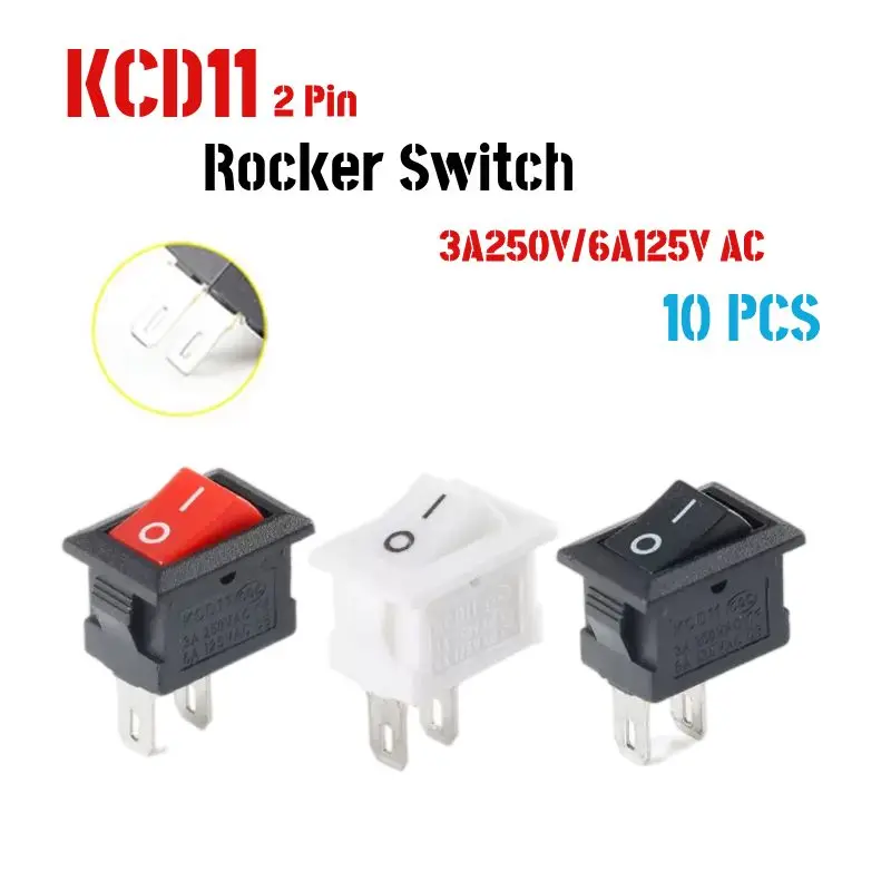 10 Pcs/lot KCD11 2 Pin 10x15mm Mini Push Button Switch SPST 3A 250V AC Snap-in On/Off Boat Rocker Switch 1Black Red White
10 Pcs/lot KCD11 2 Pin 10x15mm Mini Push Button Switch SPST 3A 250V AC Snap-in On/Off Boat Rocker Switch 1Black Red White