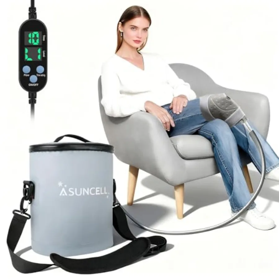 Portable Ice Therapy Machine for Post-Operative Recovery, Knee Pain, Sports Injuries, Swelling, Timer Remote Control Cold Thera