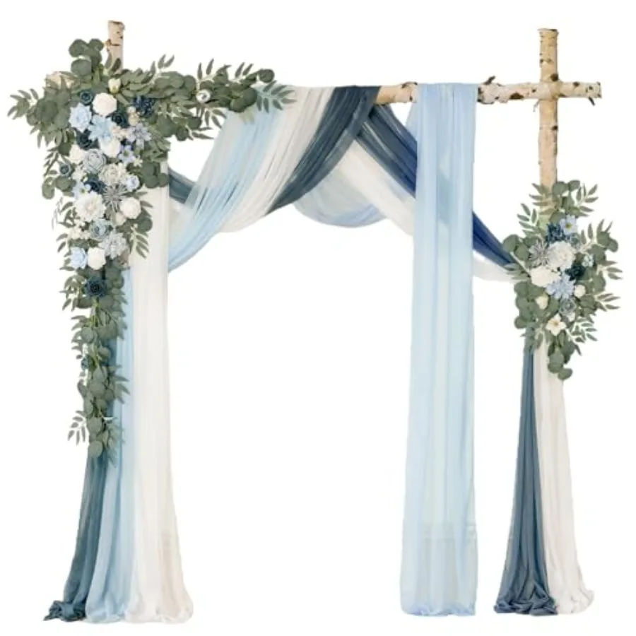Deluxe Blue Artificial Wedding Arch Flowers with Drapes Kit-Pack of 5, 2pcs Flower Arrangements 3pcs Hanging Sheer Drapes Blue
Deluxe Blue Artificial Wedding Arch Flowers with Drapes Kit-Pack of 5, 2pcs Flower Arrangements 3pcs Hanging Sheer Drapes Blue