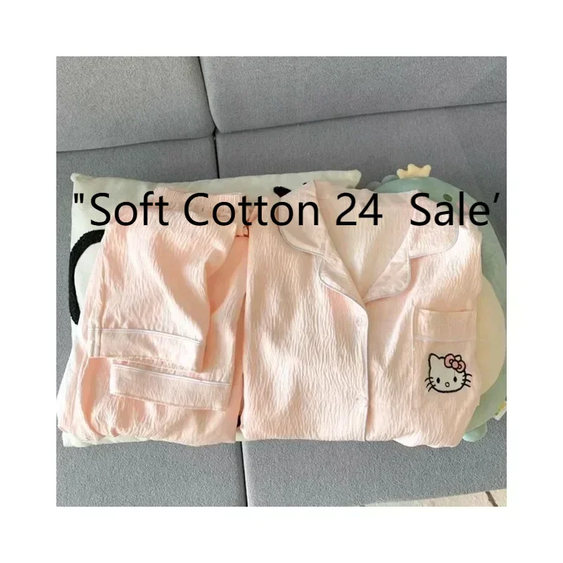 2025 new pink Hello Kitty cotton two-piece long-sleeved trousers loose and comfortable cute Hello Kitty women's loungewear
2025 new pink Hello Kitty cotton two-piece long-sleeved trousers loose and comfortable cute Hello Kitty women's loungewear