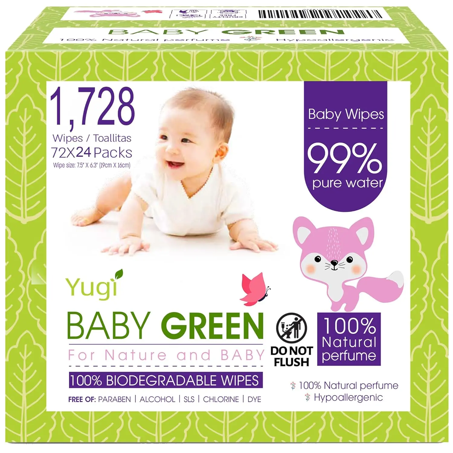 Green Baby Wipes with Essential Oils for Sensitive Skin, Plant-Based & Organic, Plastic-Free, 1728 Count (24 Packs of 72)
Green Baby Wipes with Essential Oils for Sensitive Skin, Plant-Based & Organic, Plastic-Free, 1728 Count (24 Packs of 72)