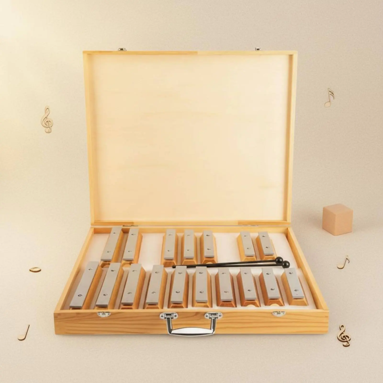 17 Note Tone Block Set Wood and Metal Construction Cased Aluminum Bar Xylophone Educational Toy Simple Elegant Design
17 Note Tone Block Set Wood and Metal Construction Cased Aluminum Bar Xylophone Educational Toy Simple Elegant Design