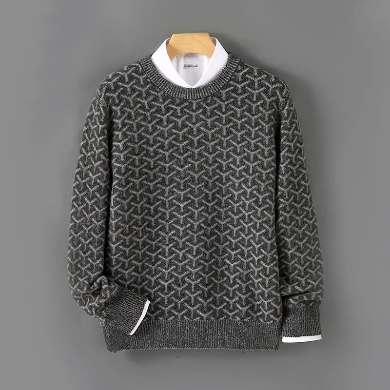 Свитер из 100% австралийской чистой шерсти с круглым вырезом, утолщенный пуловер в тон, свободная повседневная вязаная кашемировая рубашка
Свитер из 100% австралийской чистой шерсти с круглым вырезом, утолщенный пуловер в тон, свободная повседневная вязаная кашемировая рубашка