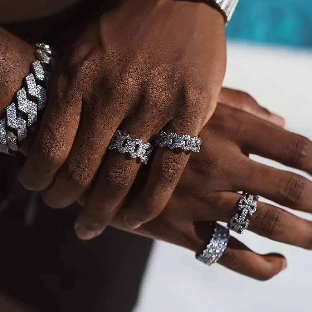 Factory Wholesale Iced Out 2 Row Cuban Link VVS Moissanite Ring 925 Silver Rhodium Plated Pass Diamond Tester Mens Ring
Factory Wholesale Iced Out 2 Row Cuban Link VVS Moissanite Ring 925 Silver Rhodium Plated Pass Diamond Tester Mens Ring