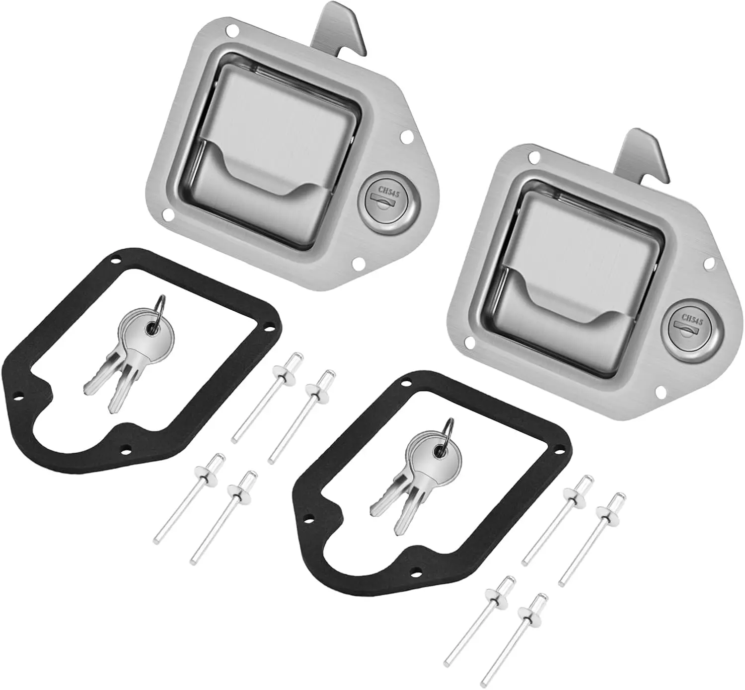 2-Pack Truck Tool Box Latch, Stainless Steel Trailer Toolbox Handle Latch with Lock 4-3/8" x 3-1/4", with 4 Keys 2-Pack
2-Pack Truck Tool Box Latch, Stainless Steel Trailer Toolbox Handle Latch with Lock 4-3/8" x 3-1/4", with 4 Keys 2-Pack