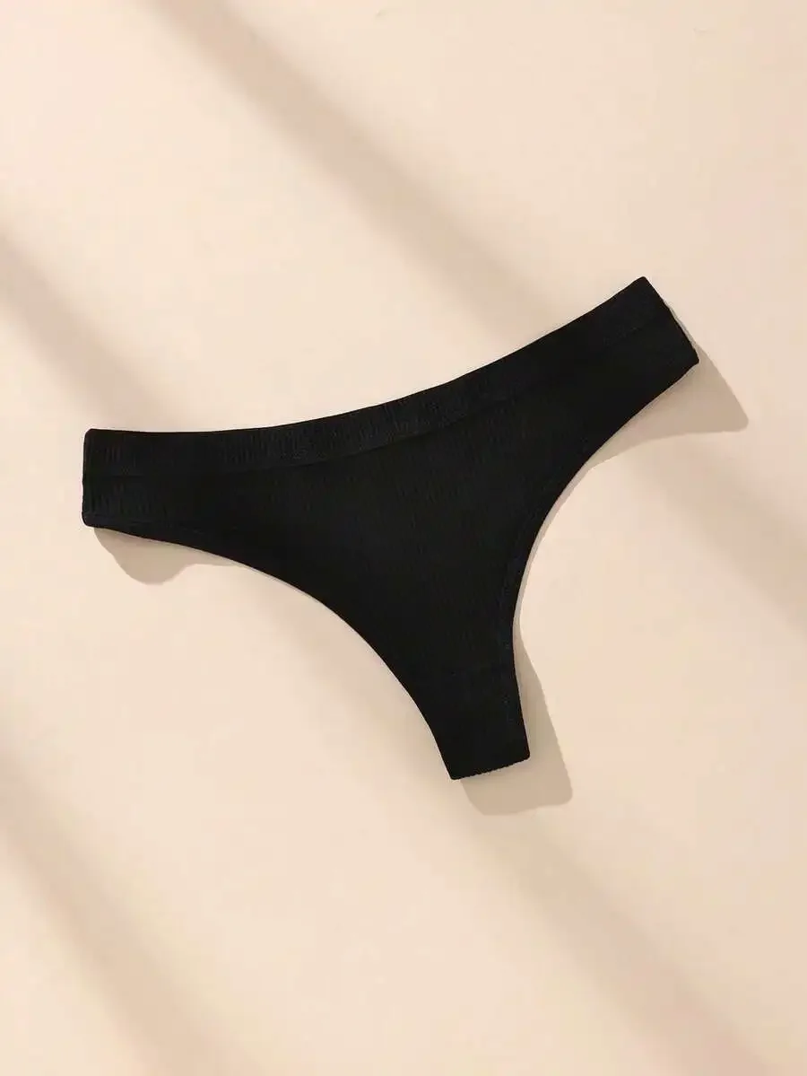 Black Ribbed Low Waist Thong Womens Cotton Comfortable Seamless Underwear
Black Ribbed Low Waist Thong Womens Cotton Comfortable Seamless Underwear