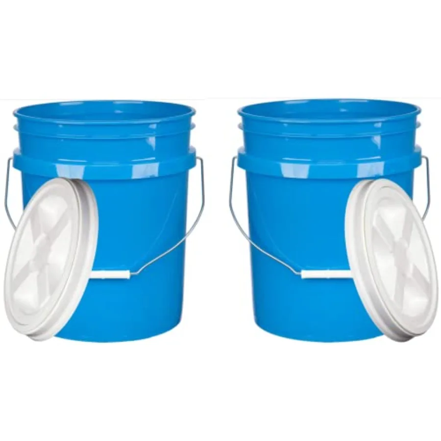 5 Gallon Bucket Pail with Air Tight White Screw on Lid - Food Grade-BPA Free - Pack of 2 - Made in USA Buckets
5 Gallon Bucket Pail with Air Tight White Screw on Lid - Food Grade-BPA Free - Pack of 2 - Made in USA Buckets