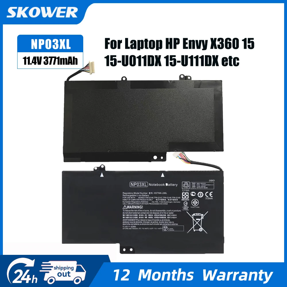 Аккумулятор SKOWER 43 Втч NP03XL для hp envy 15-u000/u100/u200/u300 Pavilion 13-a000/a100/a200/a300 x360 Convertible PC TPN-Q146/Q149
Аккумулятор SKOWER 43 Втч NP03XL для hp envy 15-u000/u100/u200/u300 Pavilion 13-a000/a100/a200/a300 x360 Convertible PC TPN-Q146/Q149