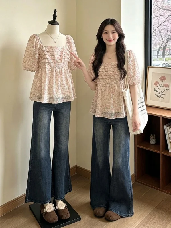 Pink Floral Print Square Collar Short Sleeve Shirt Women's Summer New Style Doll Shirt Casual Loose Fit Korean Style Top
Pink Floral Print Square Collar Short Sleeve Shirt Women's Summer New Style Doll Shirt Casual Loose Fit Korean Style Top