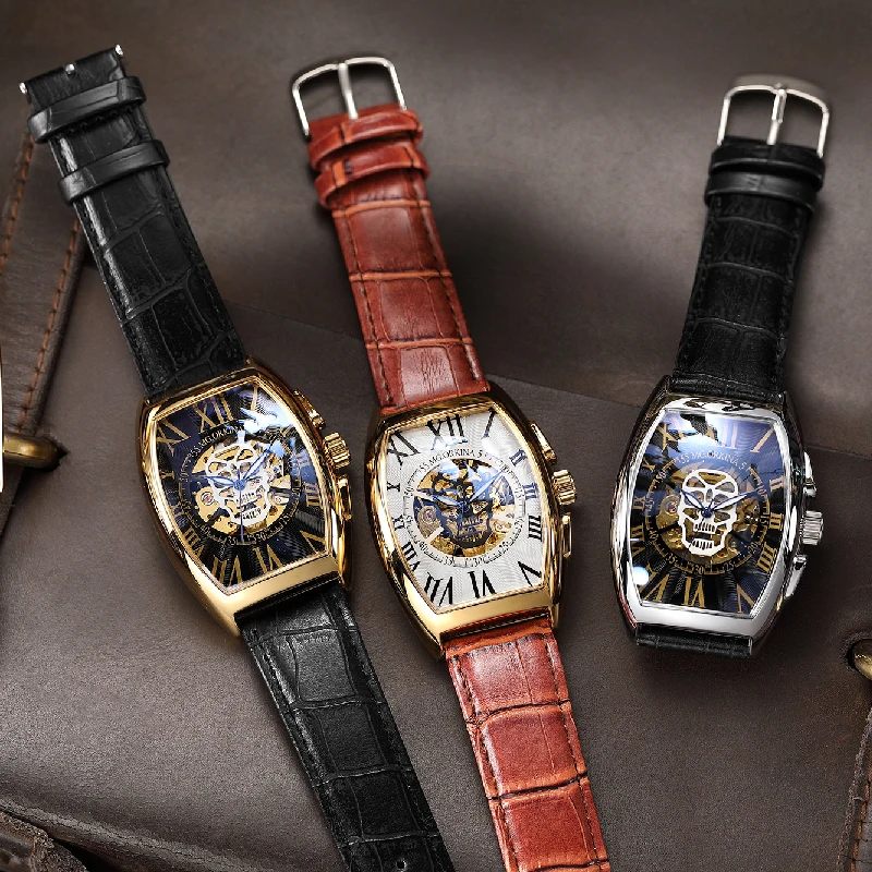 ORKINA Automatic Mechanical Men Watch Vintage Tonneau Case Gothic Skull Skeleton Steampunk Dial Leather Strap Leisure Wristwatch
ORKINA Automatic Mechanical Men Watch Vintage Tonneau Case Gothic Skull Skeleton Steampunk Dial Leather Strap Leisure Wristwatch