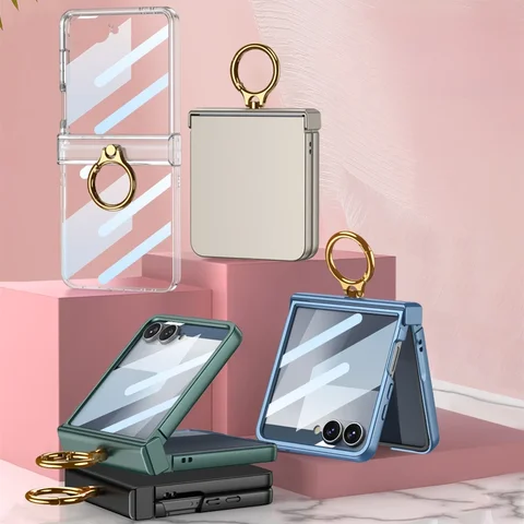 Custodia con anello per Samsung Z Flip 7 Custodia protettiva per schermo integrata ultra sottile opaca di lusso sottile per Samsung Galaxy Z Flip 7