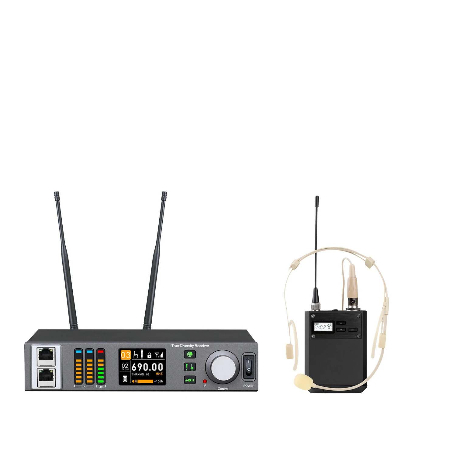 Professional 300Meters Metal True Diversity Headset Wireless Microphone for Singing Speech Shows
Professional 300Meters Metal True Diversity Headset Wireless Microphone for Singing Speech Shows