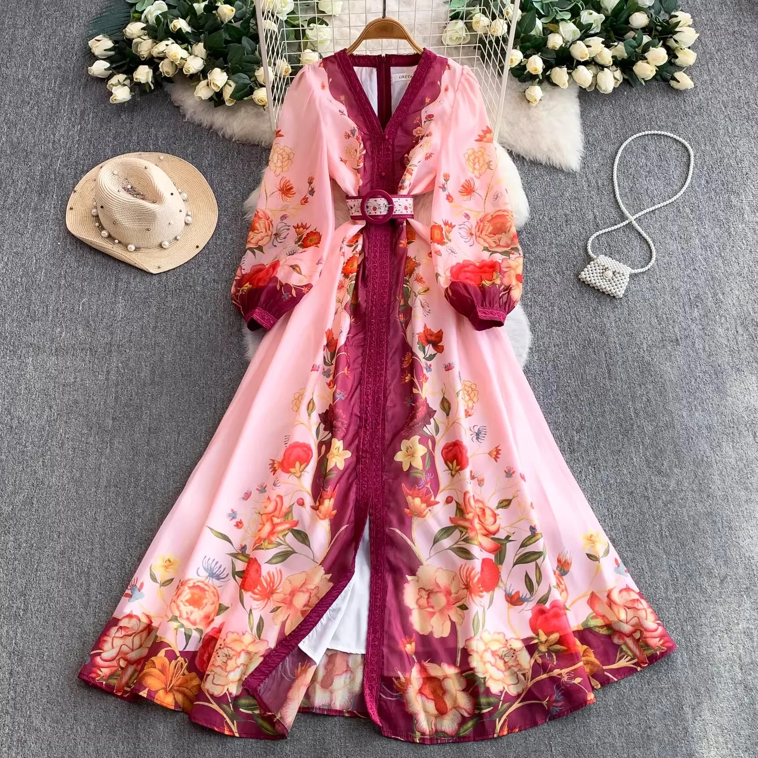 Elegant Florla Long Sleeve Maxi Dress Shirt For Women Summer Autumn Single Breasted Printed Belt Chiffon Dresses Evening Robe
Elegant Florla Long Sleeve Maxi Dress Shirt For Women Summer Autumn Single Breasted Printed Belt Chiffon Dresses Evening Robe