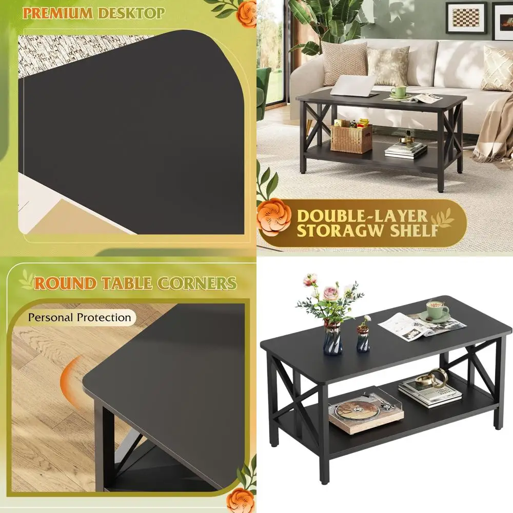 Modern 39 2-Tier Round Corner Coffee Table with Metal Frame and Storage Shelf, Black Farmhouse Style
Modern 39 2-Tier Round Corner Coffee Table with Metal Frame and Storage Shelf, Black Farmhouse Style