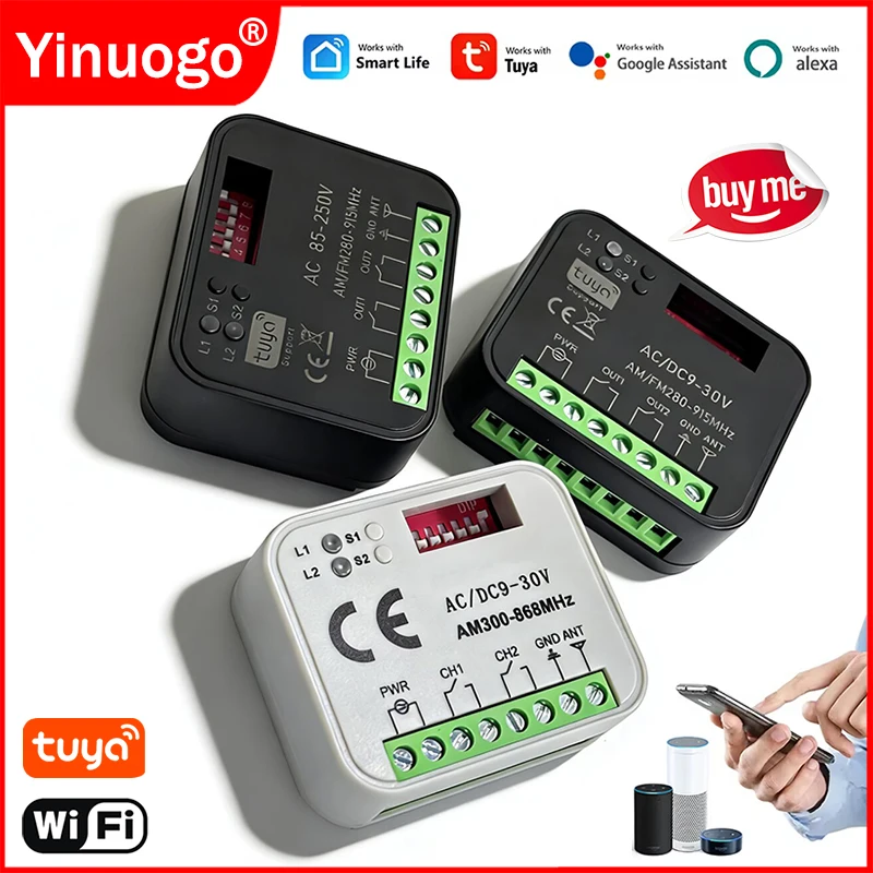 Universal 300-868MHz 433 868 MHz Tuya WIFI Garage Door Remote Control Receiver Opener AC DC 9-30V 85-250V Smart Switch Module
Universal 300-868MHz 433 868 MHz Tuya WIFI Garage Door Remote Control Receiver Opener AC DC 9-30V 85-250V Smart Switch Module