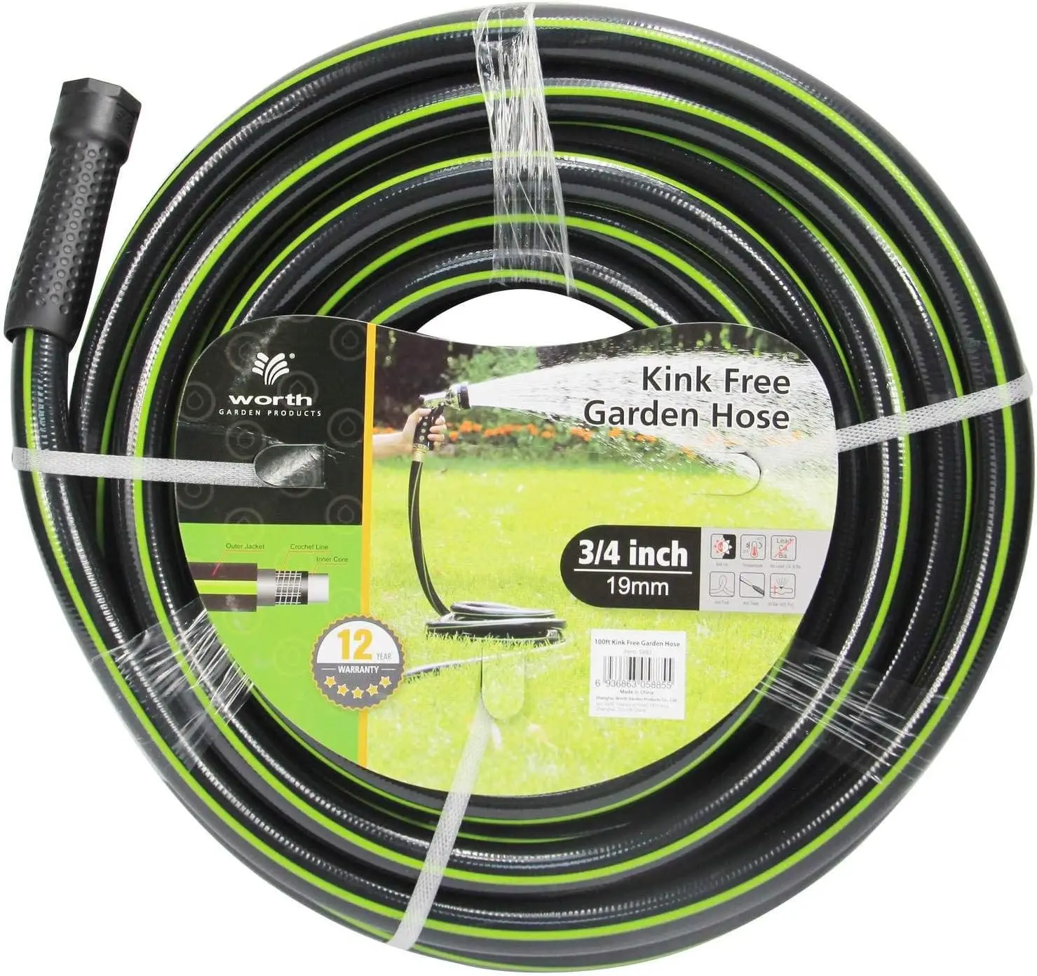 Heavy Duty Garden Hose 3/4 x 100 ft, Lightweight PVC Water Hose with No Kink & Leakproof Fittings, 200PSI Work 500PSI Burst for
Heavy Duty Garden Hose 3/4 x 100 ft, Lightweight PVC Water Hose with No Kink & Leakproof Fittings, 200PSI Work 500PSI Burst for