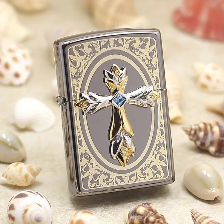 Genuine Zippo oil lighter copper windproof crown Black ice Cross Kerosene lighters Gift with anti-counterfeiting code
Genuine Zippo oil lighter copper windproof crown Black ice Cross Kerosene lighters Gift with anti-counterfeiting code