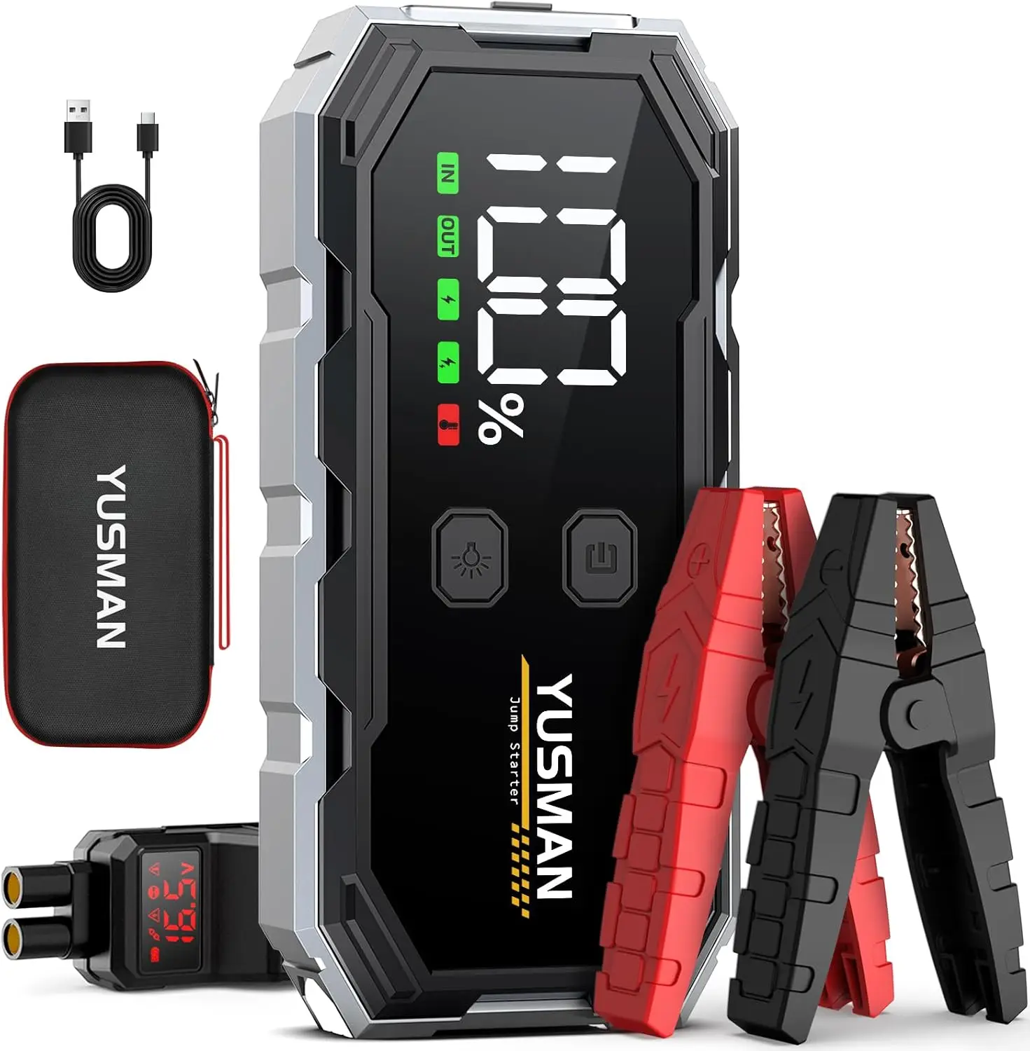 Car Jump Starter 6000A 12V with Display, Quick Charge 3.0, LED Light, Smart Cables
Car Jump Starter 6000A 12V with Display, Quick Charge 3.0, LED Light, Smart Cables
