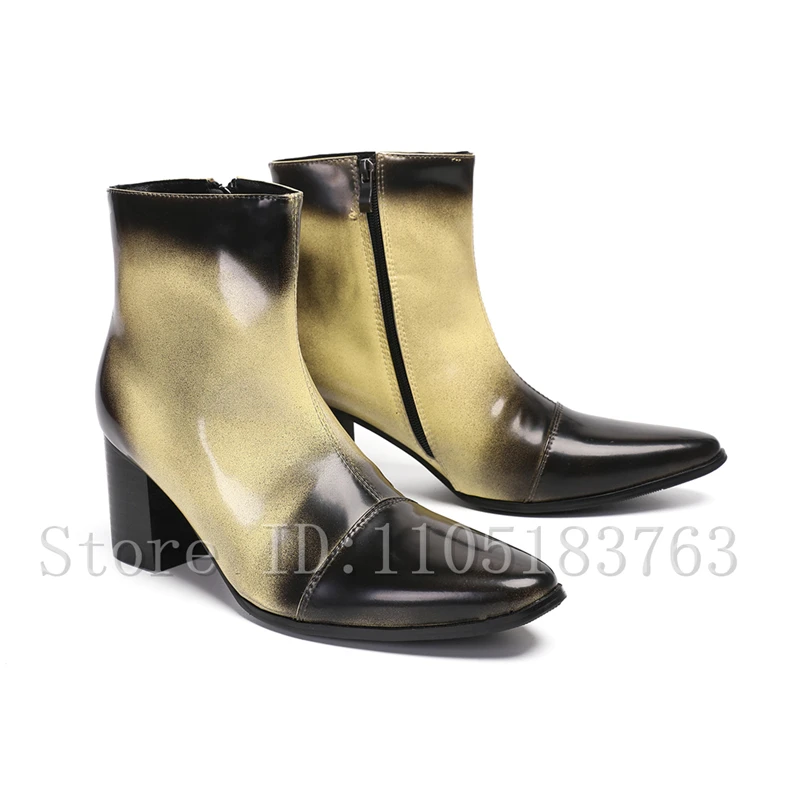 Men Fashion Gradient Color Ankle Boots Pointed Toe Patent Leather Chunky Heel Side Zipper Western Style Casual and Formal Shoes
Men Fashion Gradient Color Ankle Boots Pointed Toe Patent Leather Chunky Heel Side Zipper Western Style Casual and Formal Shoes