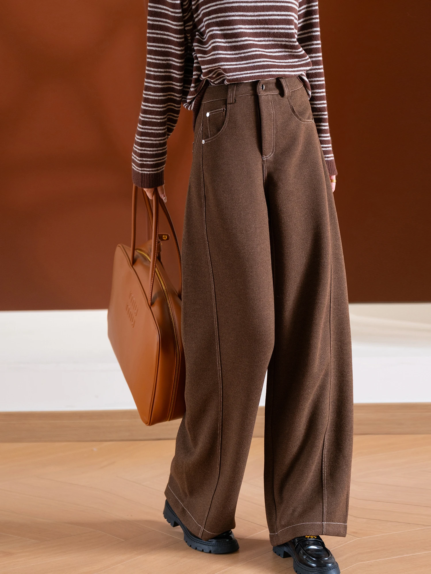 Acetate Wool Thiened Straight Leg Pants Double Stitch Design Pure Color Casual Trousers by Little Ear Production
Acetate Wool Thiened Straight Leg Pants Double Stitch Design Pure Color Casual Trousers by Little Ear Production