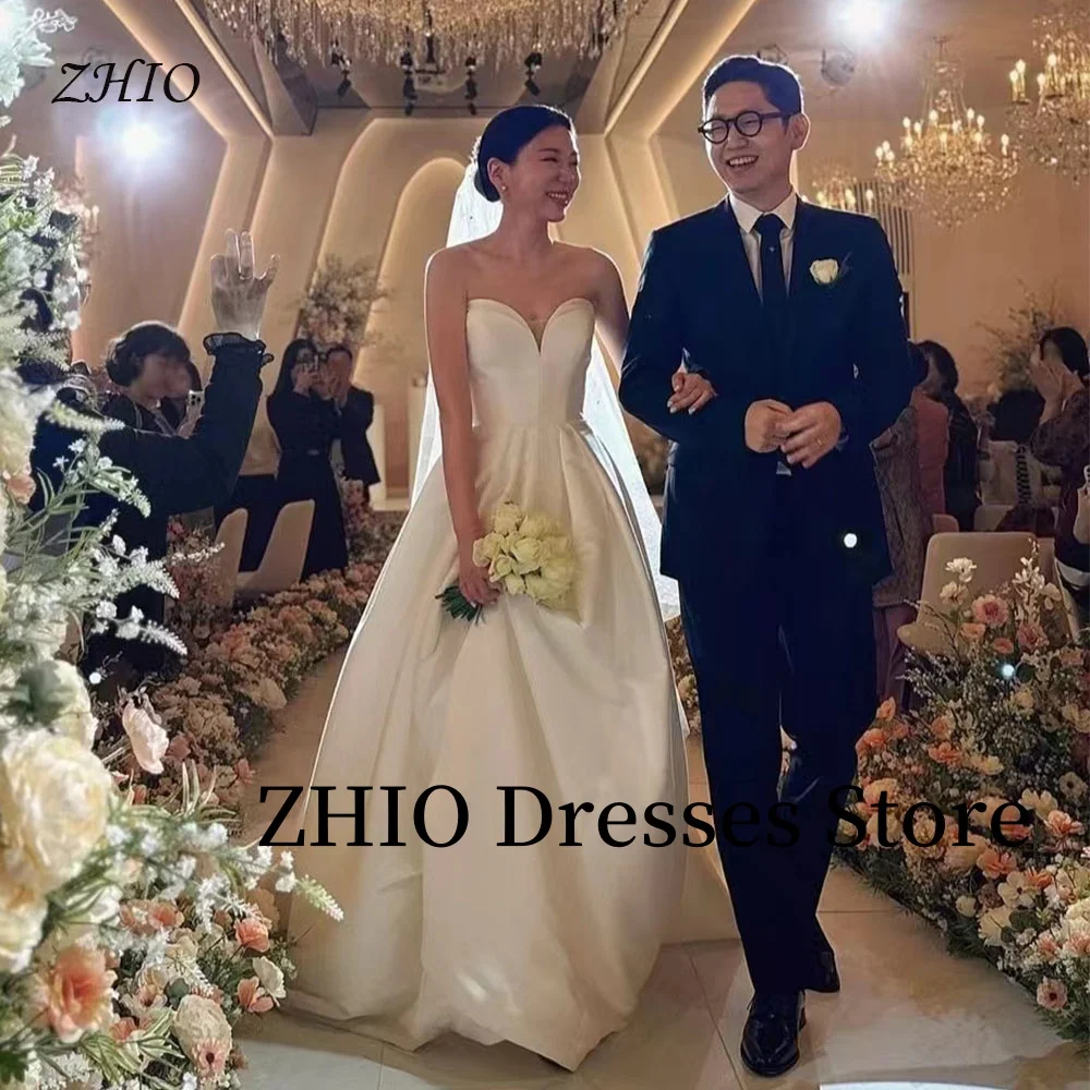 ZHIO Simple Wedding Dresses A-Line Strapless Satin Korea Photo shoot Floor Length Bridal Gowns Corset Customized Elegant 웨딩드레스
ZHIO Simple Wedding Dresses A-Line Strapless Satin Korea Photo shoot Floor Length Bridal Gowns Corset Customized Elegant 웨딩드레스