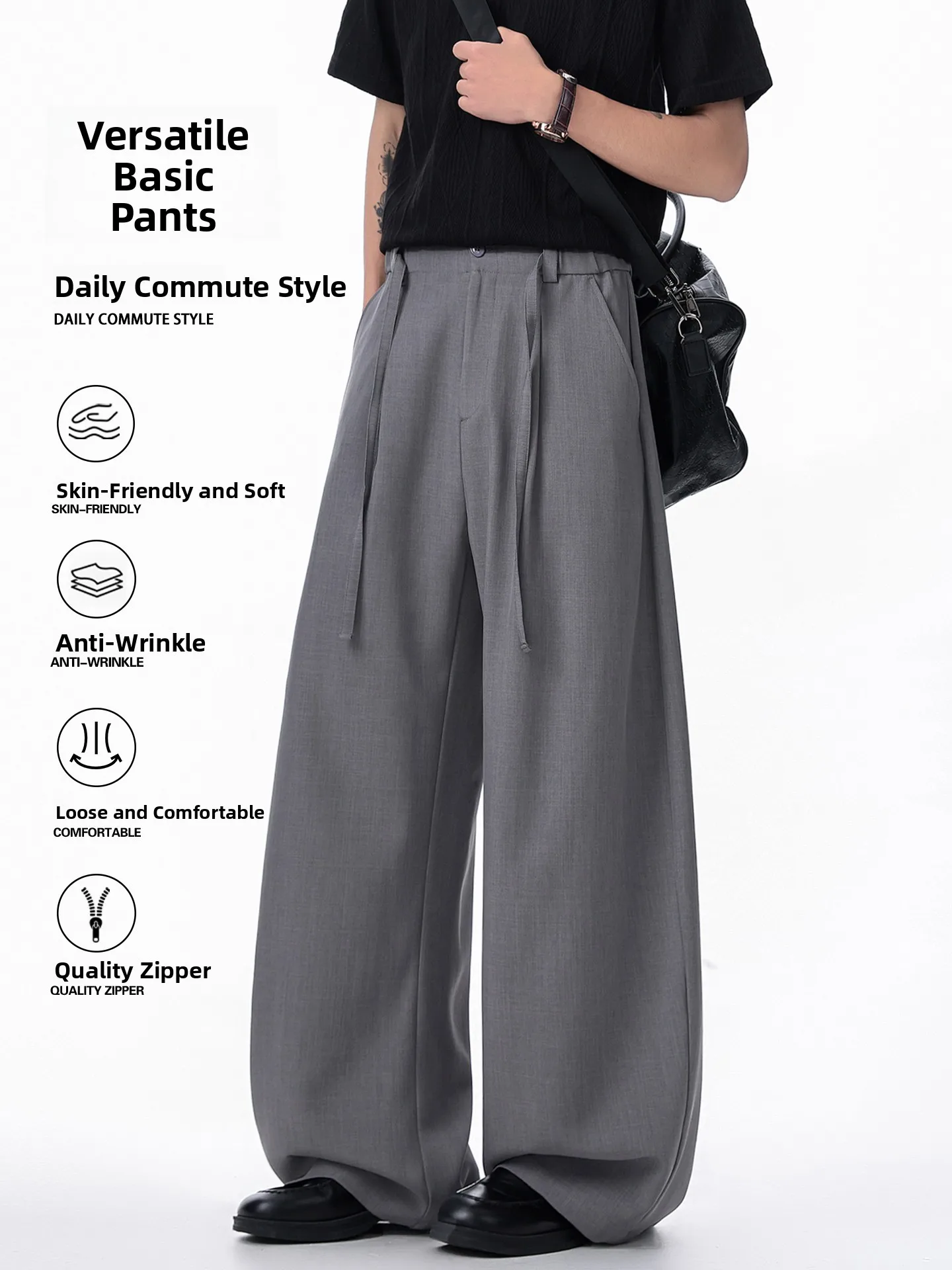 Loose American Style Men's Summer Casual Pants Wide Leg Suit Straight Leg Anti-Wrinkle Polyester Fiber mid Waist Zipper
Loose American Style Men's Summer Casual Pants Wide Leg Suit Straight Leg Anti-Wrinkle Polyester Fiber mid Waist Zipper