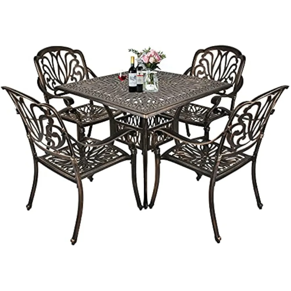5-Piece Cast Aluminum Outdoor Patio Dining Set, 4 Pattern Chairs and 35.4" Square Table,Cast Aluminum Conversation Set with 2.2
5-Piece Cast Aluminum Outdoor Patio Dining Set, 4 Pattern Chairs and 35.4" Square Table,Cast Aluminum Conversation Set with 2.2