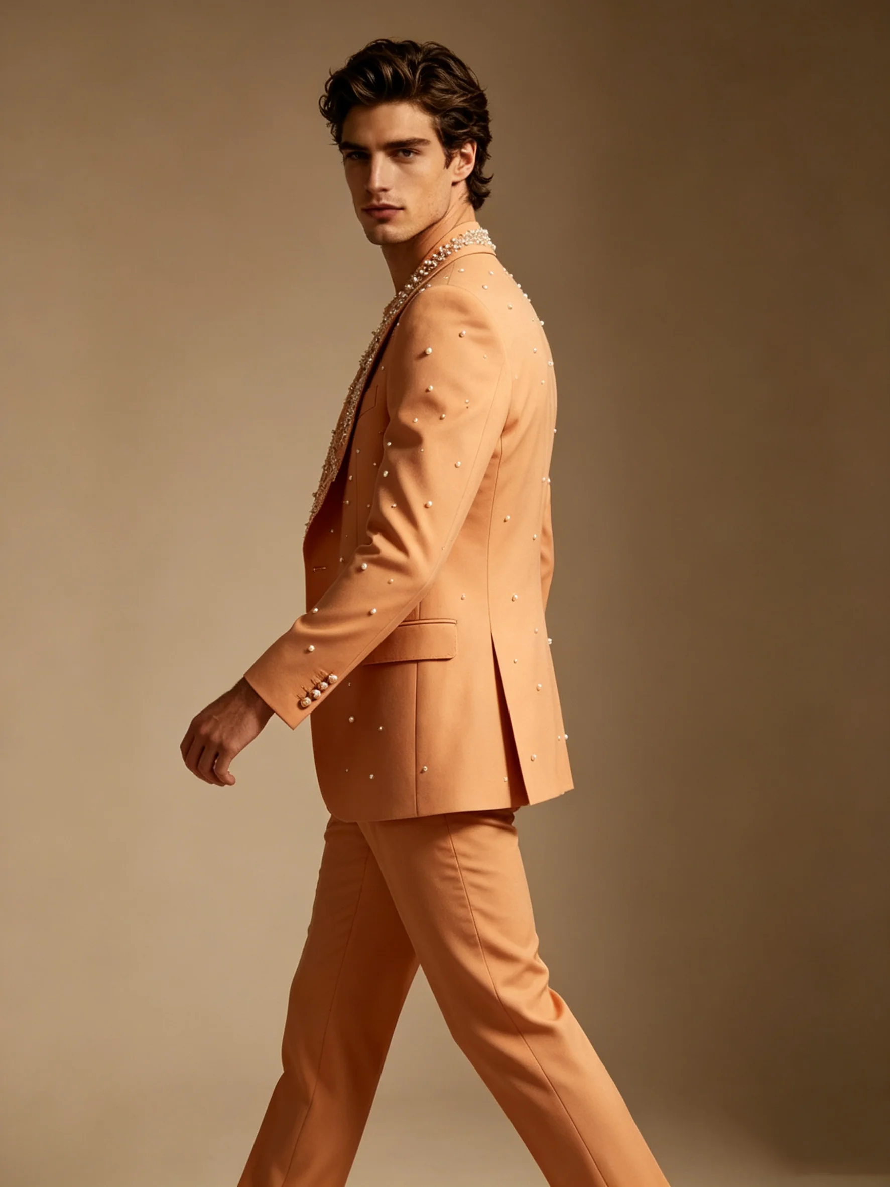 Orange Beaded Applique Men Suit Set 2 Piece Blazer+Pants Prom Wedding Tuxedos Coat Customized Formal Office Fashion Groom Jacket
Orange Beaded Applique Men Suit Set 2 Piece Blazer+Pants Prom Wedding Tuxedos Coat Customized Formal Office Fashion Groom Jacket