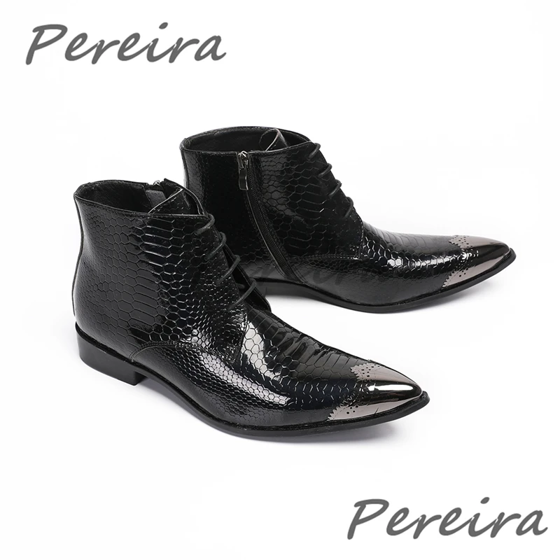 British Style Black Patent Leather Chelsea Boots for Men Metal Pointed Toe Lace-Up Short Boots Trendy Party Business Dress Shoes
British Style Black Patent Leather Chelsea Boots for Men Metal Pointed Toe Lace-Up Short Boots Trendy Party Business Dress Shoes
