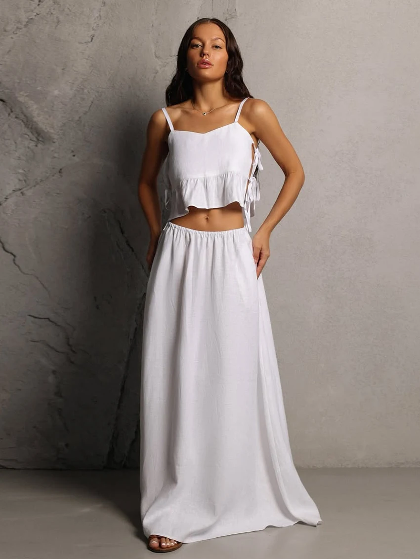 Marthaqiqi Cotton Women Sleepwear Set Spaghetti Strap Pajamas Lace Up Nightie Tank Tops Nightgown Long Skirt Summer Home Clothes
Marthaqiqi Cotton Women Sleepwear Set Spaghetti Strap Pajamas Lace Up Nightie Tank Tops Nightgown Long Skirt Summer Home Clothes