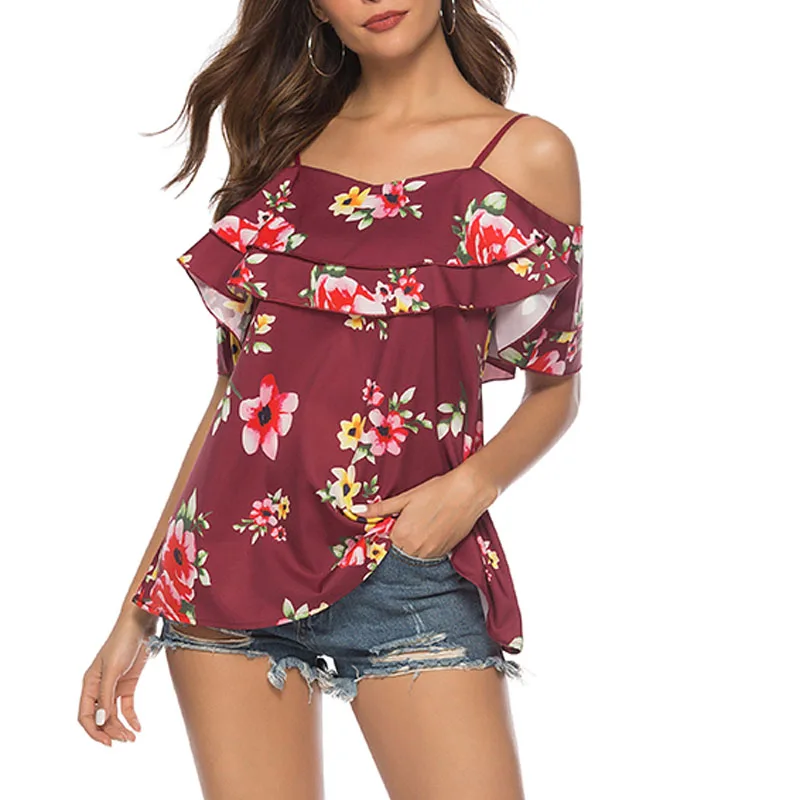 Camisas De Mujer Women Blouse Shirt New Summer Spaghetti Strap Print Ruffles Blouse Shirt Women Tops Blouses Shirts Blusas Q3702
Camisas De Mujer Women Blouse Shirt New Summer Spaghetti Strap Print Ruffles Blouse Shirt Women Tops Blouses Shirts Blusas Q3702