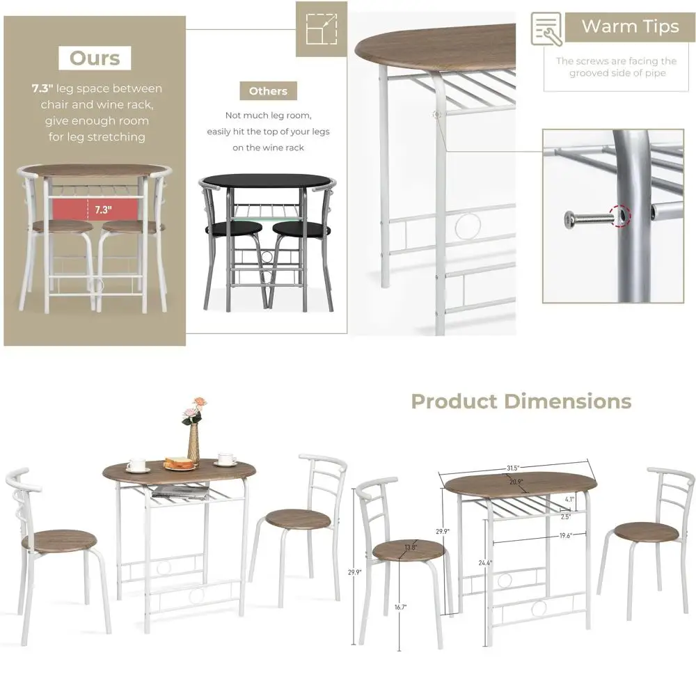 Compact Wooden Breakfast Set for Small Spaces with 2 Chairs, White & Warm Oak Finish
Compact Wooden Breakfast Set for Small Spaces with 2 Chairs, White & Warm Oak Finish