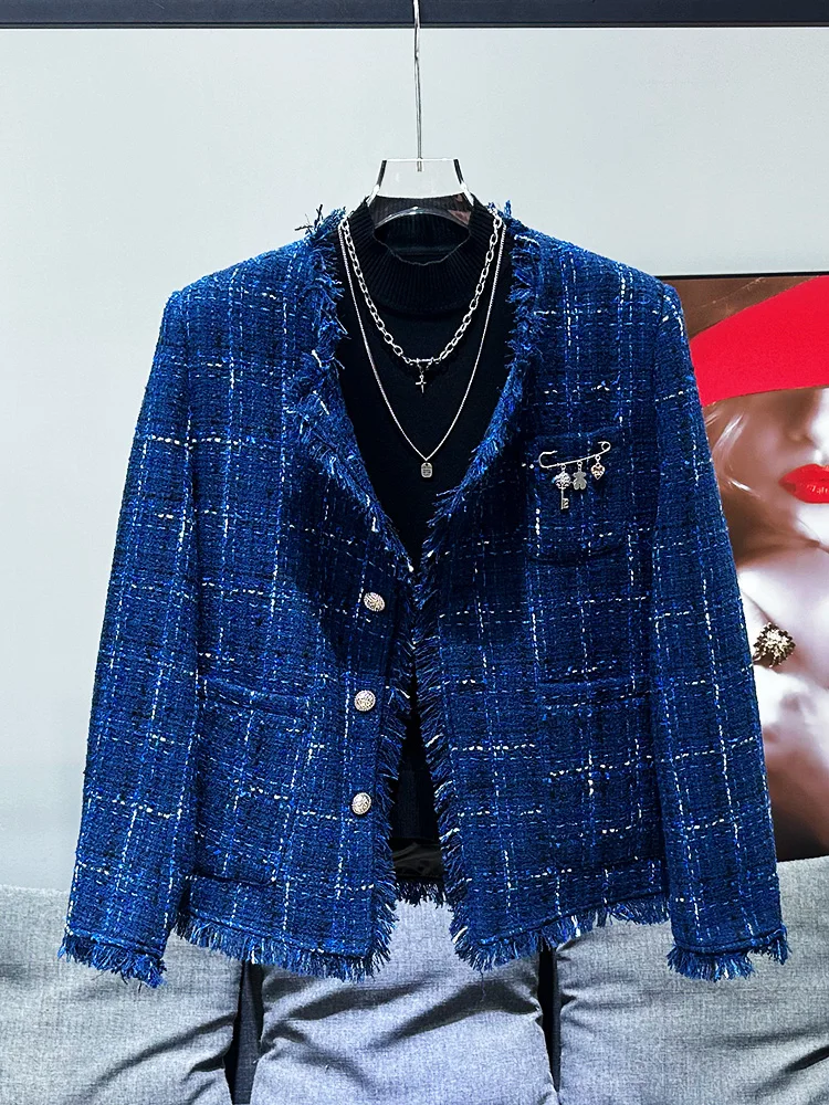 Blue Plaid Fringed Hem Jaet Autumn Winter Korean Sle Men's Faion Versatile Coat Youth Straight Hem Long Sve
Blue Plaid Fringed Hem Jaet Autumn Winter Korean Sle Men's Faion Versatile Coat Youth Straight Hem Long Sve