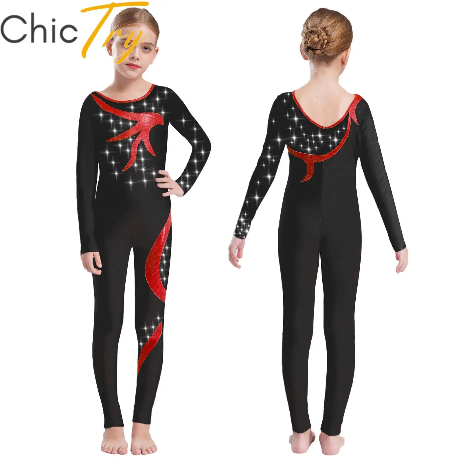 Kids Girls Ballet Gymnastics Jumpsuit Rhinestones Skinny Bodysuit Full Length Leotard for Rhythmic Figure Skating Performance
Kids Girls Ballet Gymnastics Jumpsuit Rhinestones Skinny Bodysuit Full Length Leotard for Rhythmic Figure Skating Performance