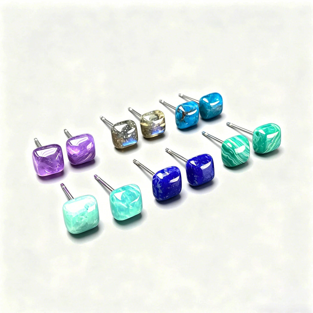Simple Natural Malachite Amethyst Lapis Labradorite Apatite Stud Earrings Gemstone 6mm for Women Birthday Party Jewelry Gift
Simple Natural Malachite Amethyst Lapis Labradorite Apatite Stud Earrings Gemstone 6mm for Women Birthday Party Jewelry Gift