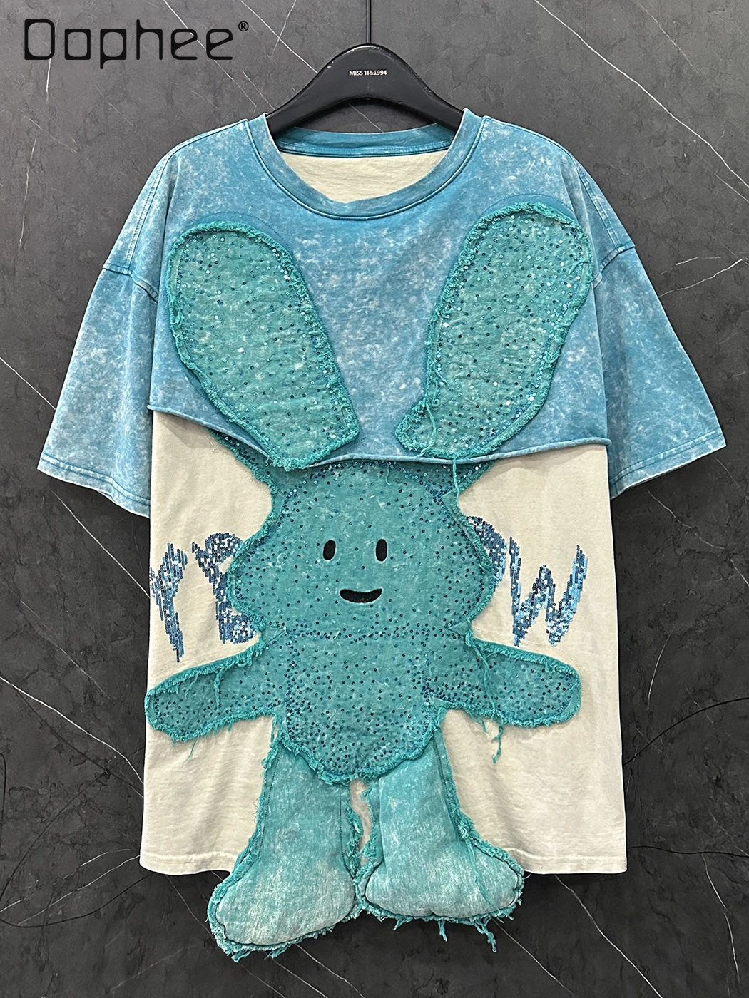 2025 Summer Heavy Industry Design Patch Embroidery Rabbit Short Sleeve T-Shirt Women's Loose Casual Medium Length Cartoom Top
2025 Summer Heavy Industry Design Patch Embroidery Rabbit Short Sleeve T-Shirt Women's Loose Casual Medium Length Cartoom Top
